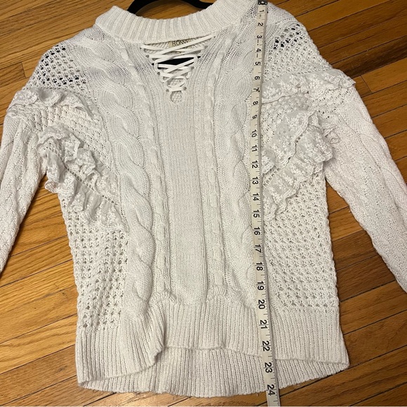 Torn by Ronny Kobo white lace up ruffle sweater - Picture 11 of 11